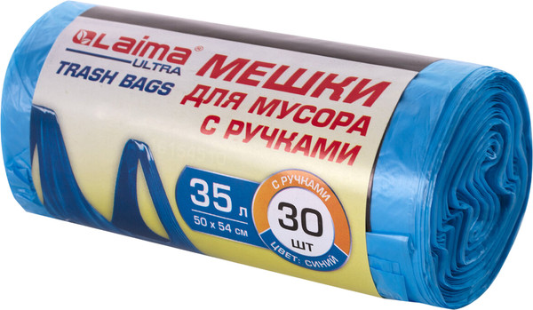 Изображение товара Пакеты для мусора Laima Ultra / 607683 (35л, 30шт, синий)