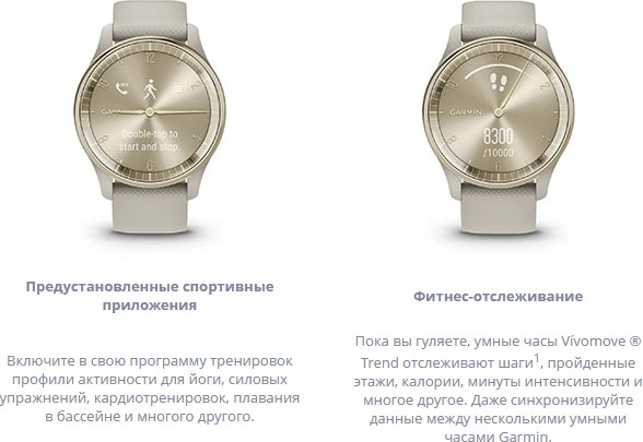 Изображение товара Умные часы Garmin Vivomove Trend 40.4мм / 010-02665-02 (кремовое золото)
