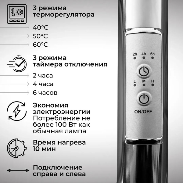 Изображение товара Полотенцесушитель электрический Маргроид Ferrum Вид 81/10 СНШ 80x40 (белый матовый, таймер справа)