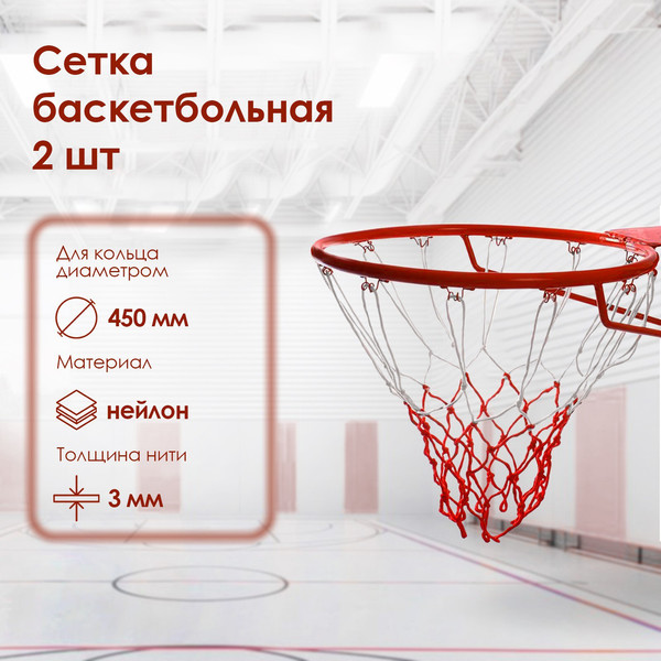 Изображение товара Сетка для баскетбольного кольца Onlytop 2763584 (2шт)