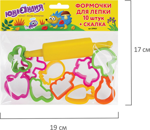 Изображение товара Набор формочек для лепки Юнландия Формочки для лепки и скалка / 229621