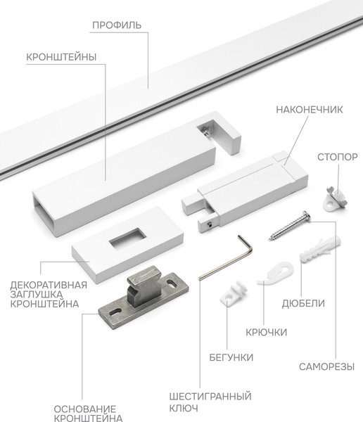 Изображение товара Карниз для штор Эскар Хай Тек Кросс 1-рядный / 4112300 (3м, белый)