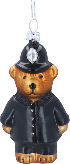 Изображение товара Елочная игрушка Gisela Graham All Glass. Полицейский Тедди / 02323