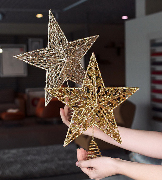 Изображение товара Верхушка для елки Gisela Graham Arts & Crafts. Звезда пятиконечная / 20589 (золото)