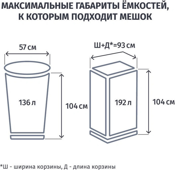 Изображение товара Пакеты для мусора No Brand 240л / 1591892 (10шт, черный)