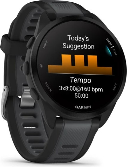 Изображение товара Умные часы Garmin Forerunner 165 Music 43mm / 010-02863-30 (черный/серый ремешок)