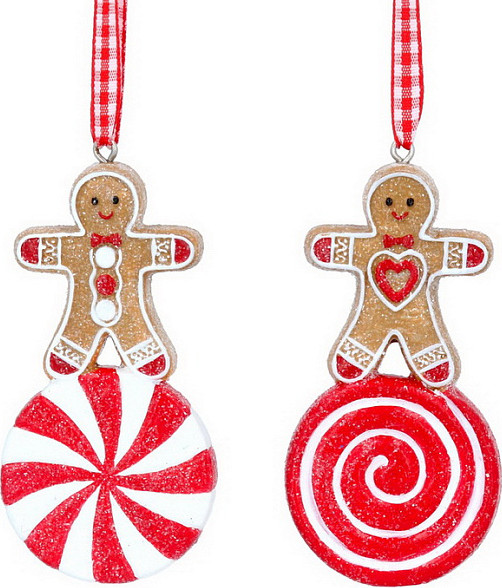 Изображение товара Елочная игрушка Gisela Graham Ski Lodge. Пряничный человечек на конфетке / 12956