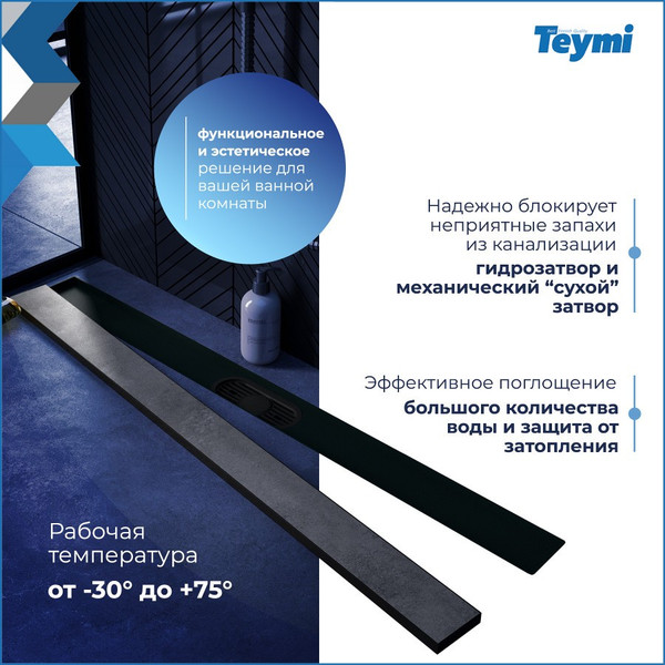 Изображение товара Трап для душа Teymi Aina Prime 80 / T90011 (черный)