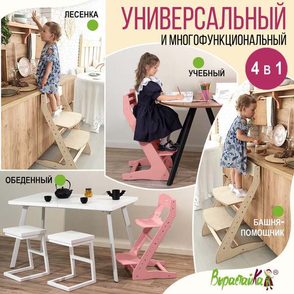 Изображение товара Стул детский Millwood Вырастайка 2 стандарт СДН-3 В2 (фламинго)