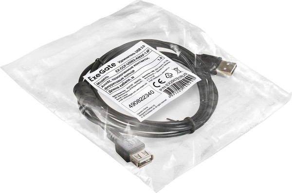 Изображение товара Удлинитель кабеля ExeGate EX-CCF-USB2-AMAF-1.8F / EX294761RUS (1.8м)