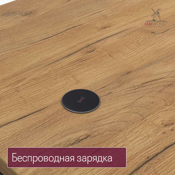 Изображение товара Стол с подъемным механизмом Millwood Подъемный Смарт с вырезом 160x80 (дуб золотой Craft/металл черный)