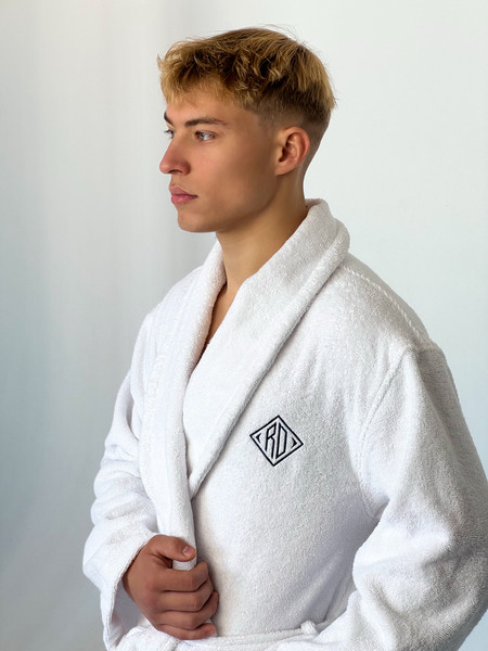 Изображение товара Халат Rusdecor Махровый мужской с логотипом (р.54, белый)