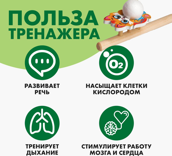 Изображение товара Развивающий игровой набор Лесная мастерская Тренажер для дыхания. Котик / 5459716