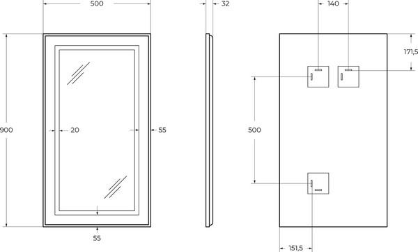 Изображение товара Зеркало BelBagno SPC-KRAFT-500-900-SENS-NERO