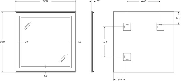 Изображение товара Зеркало BelBagno SPC-KRAFT-800-800-SENS-NERO