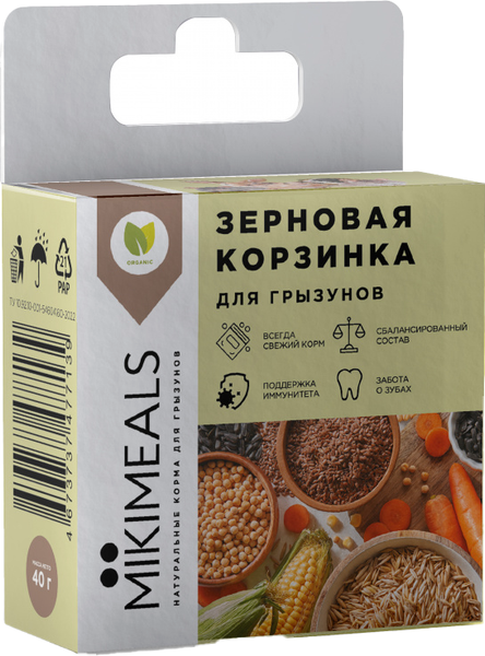 Изображение товара Лакомство для грызунов Mikimeals Корзинка овощная (40г)