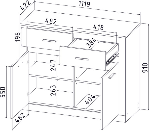 Изображение товара Тумба Интерлиния ЛМ-2Д2Ш (дуб золотой )