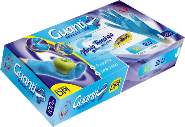 Изображение товара Перчатки хозяйственные Guanti одноразовые (M, 100шт, синий)