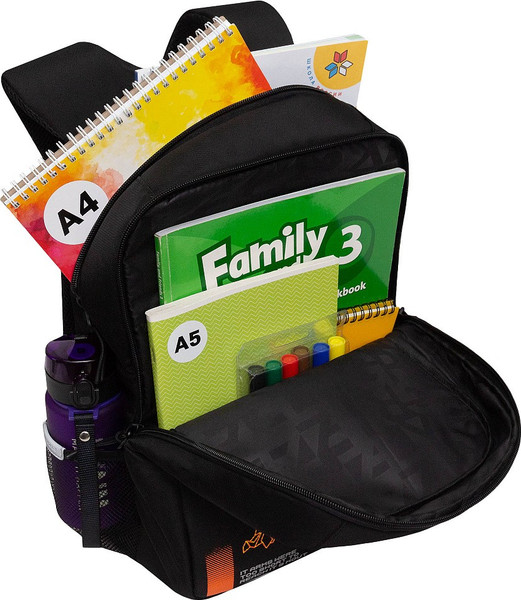 Изображение товара Школьный рюкзак Grizzly RB-556-3 (черный/оранжевый)