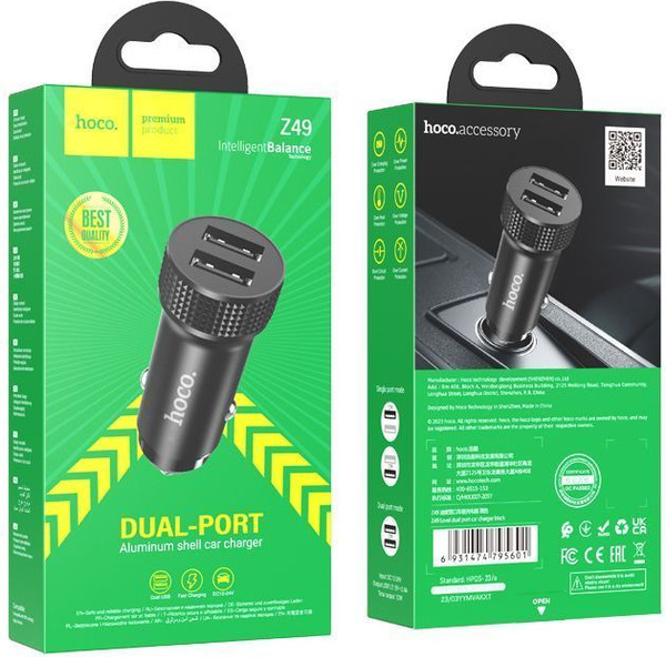 Изображение товара Адаптер питания автомобильный Hoco Z49 (черный)