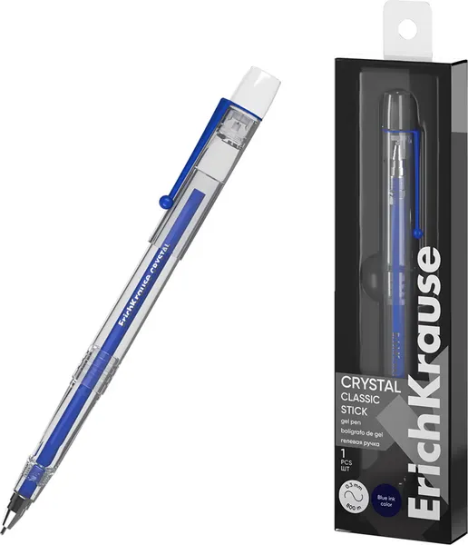 Ручка гелевая Erich Krause Crystal Stick Classic / 61314 (синий) — фото 6