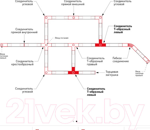 Изображение товара Коннектор для шинопровода Elektrostandard TRC-1-1-T-WH (белый)