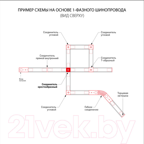Изображение товара Коннектор для шинопровода Elektrostandard TRC-1-1-X-WH (белый)