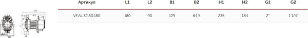 Изображение товара Циркуляционный насос Valfex Alpha 32-80 180мм / VF.AL.32.80.180