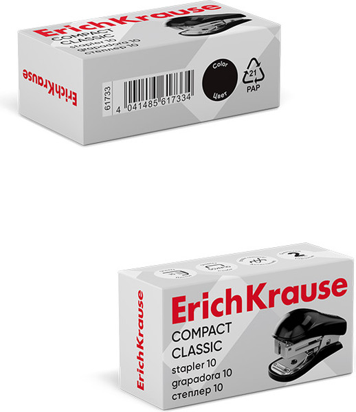 Изображение товара Степлер Erich Krause Compact Classic Мини №10 / 61733 (черный)