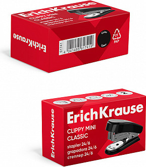 Изображение товара Степлер Erich Krause Clippy Mini Classic / 61741 (черный)