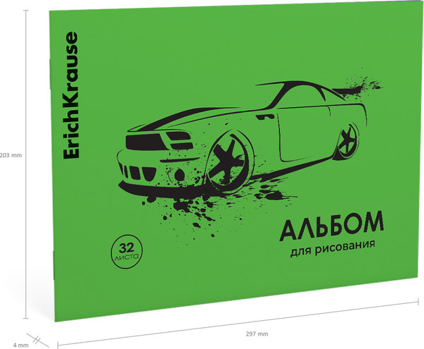 Изображение товара Альбом для рисования Erich Krause Car Neon / 63612 (зеленый)
