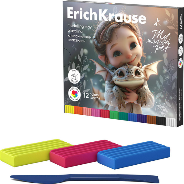 Изображение товара Пластилин Erich Krause Классический. Magic Pet / 62975 (12цв)