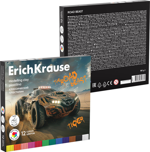 Изображение товара Пластилин Erich Krause Классический. Road Beast / 62977 (12цв)