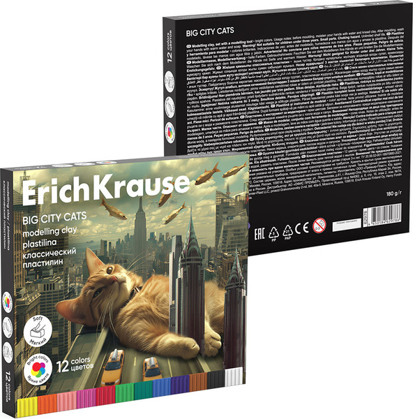 Изображение товара Пластилин Erich Krause Классический. Big City Cats / 62978 (12цв)