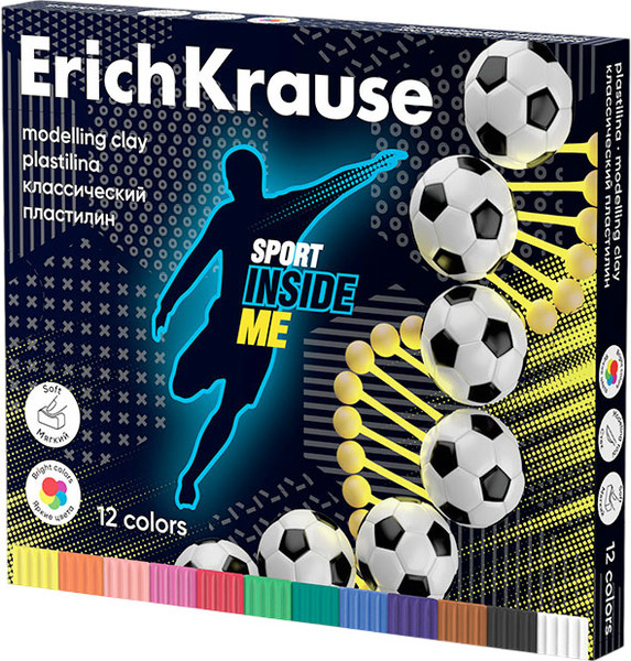 Изображение товара Пластилин Erich Krause Классический. Sport DNA / 61777 (12цв)