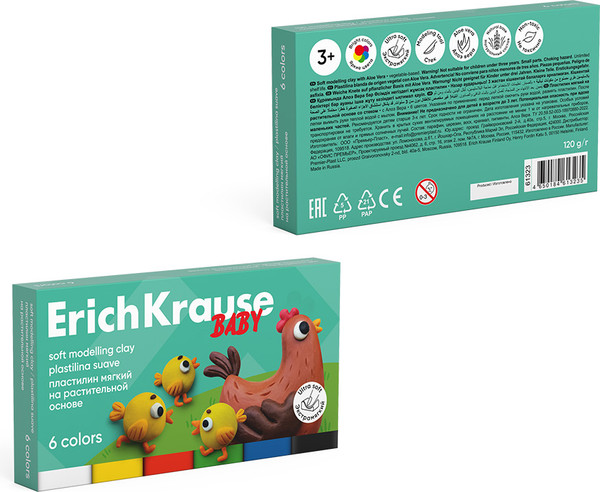Изображение товара Пластилин Erich Krause Baby с Алоэ Вера / 61323 (6цв)