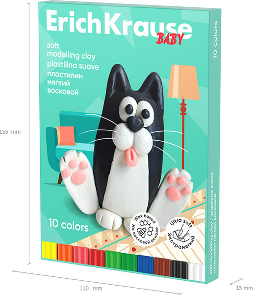 Изображение товара Пластилин восковой Erich Krause Baby / 61327 (10цв)