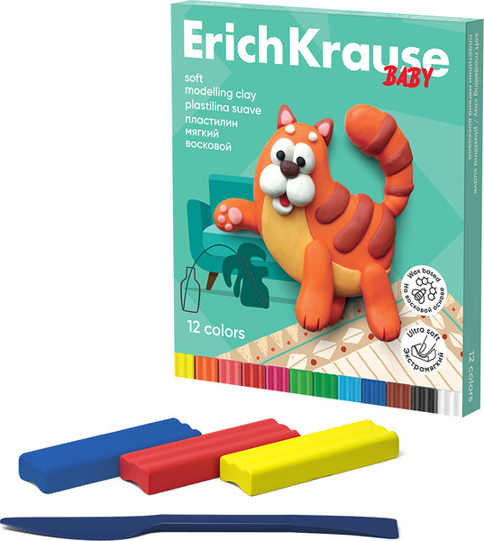 Изображение товара Пластилин восковой Erich Krause Baby / 61328 (12цв)