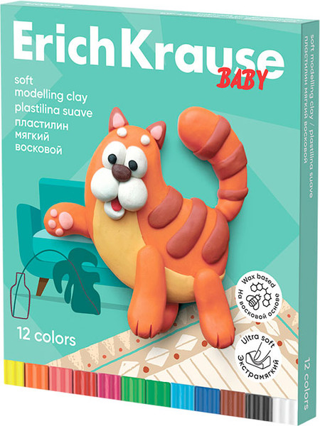 Изображение товара Пластилин восковой Erich Krause Baby / 61328 (12цв)