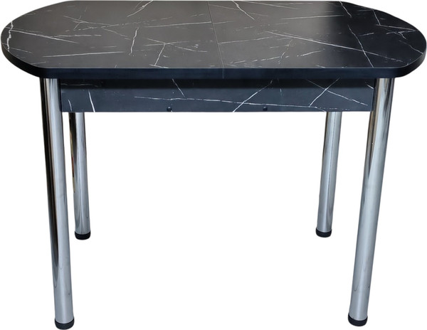 Изображение товара Обеденный стол СВД Юнио 110-140x70 / 052Э.П20.Х (мрамор неро маркина/хром)