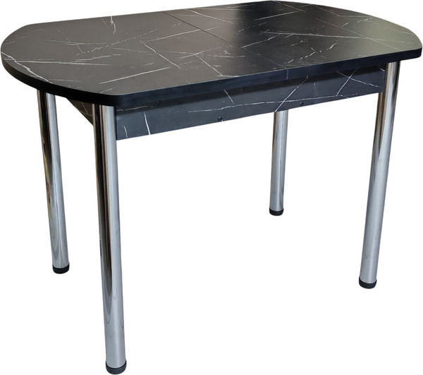 Изображение товара Обеденный стол СВД Юнио 110-140x70 / 052Э.П20.Х (мрамор неро маркина/хром)