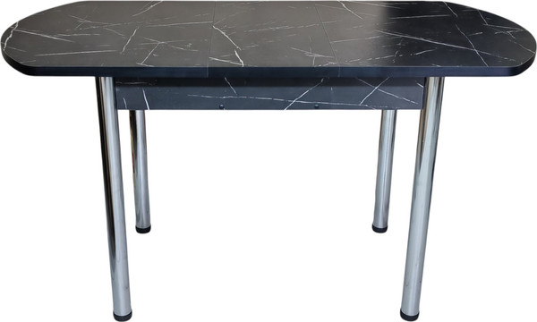 Изображение товара Обеденный стол СВД Юнио 110-140x70 / 052Э.П20.Х (мрамор неро маркина/хром)
