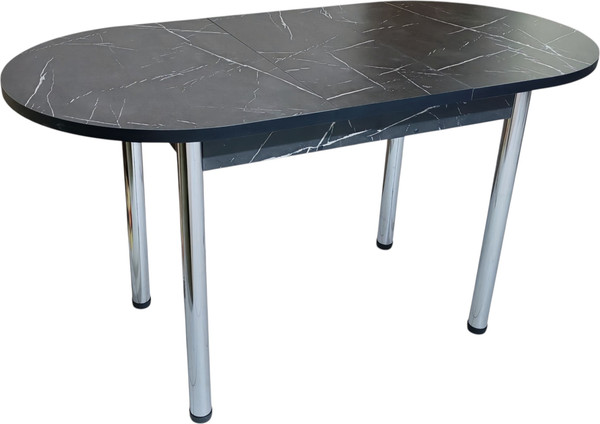 Изображение товара Обеденный стол СВД Юнио 110-140x70 / 052О.П20.Х (мрамор неро маркина/хром)