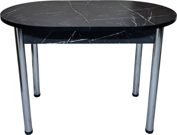 Изображение товара Обеденный стол СВД Юнио 110-140x70 / 052О.П20.Х (мрамор неро маркина/хром)
