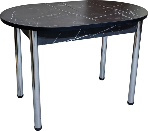 Изображение товара Обеденный стол СВД Юнио 110-140x70 / 052О.П20.Х (мрамор неро маркина/хром)