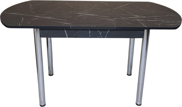 Изображение товара Обеденный стол СВД Юнио 110-140x70 / 055Э.П20.Х (мрамор неро маркина/хром)