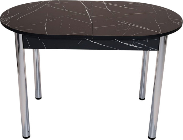 Изображение товара Обеденный стол СВД Юнио 110-140x70 / 055О.П20.Х (мрамор неро маркина/хром)
