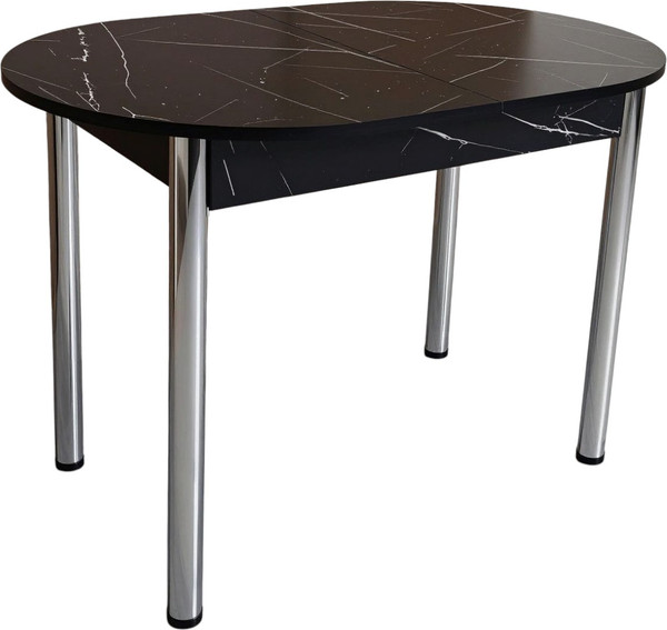 Изображение товара Обеденный стол СВД Юнио 110-140x70 / 055О.П20.Х (мрамор неро маркина/хром)