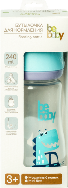 Изображение товара Бутылочка для кормления Be Baby Антиколиковая / R-01B/240 (240мл, голубой)