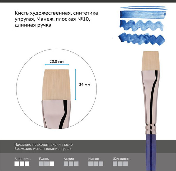 Изображение товара Кисть для рисования ГАММА Манеж. Синтетика №10 / 501010
